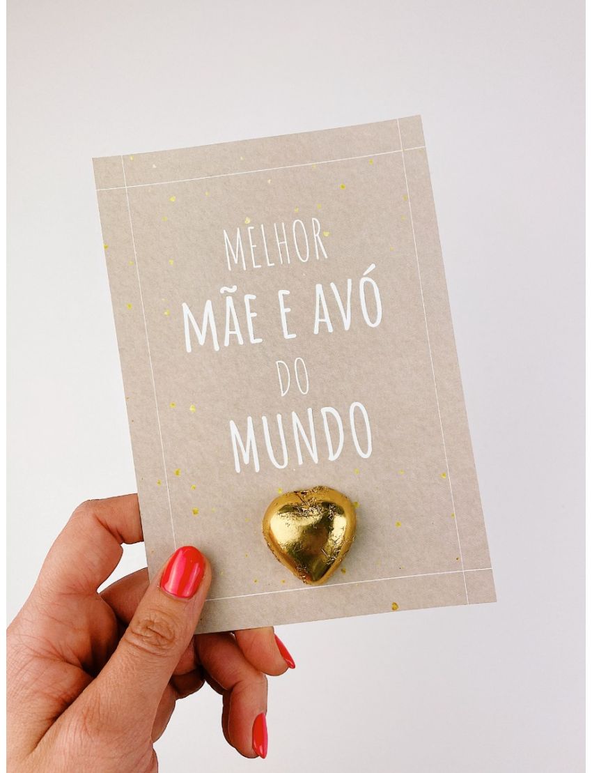 Cartão “Melhor mãe e avó” com chocolate