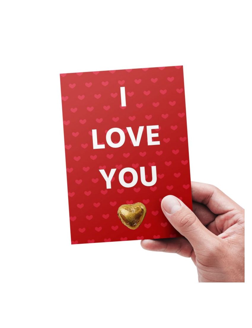 Cartão “I Love You” com chocolate